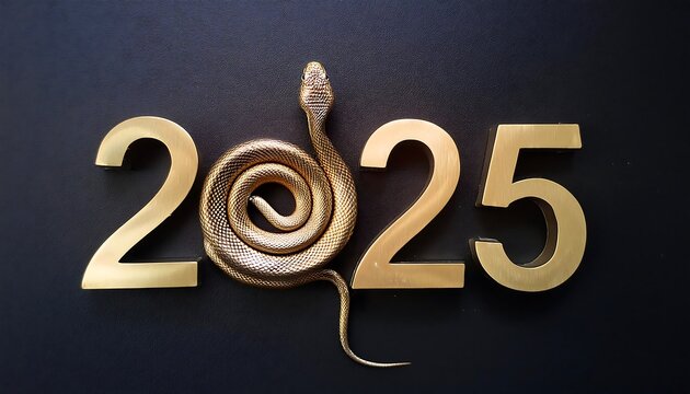 golden snake elegantly coiled beside numbers matte black background year snake luxury branding zodiac content