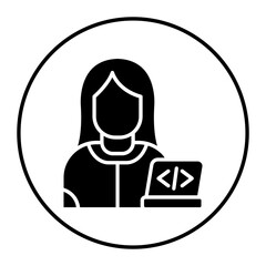 Developer Female vector icon. Can be used for No Code iconset.