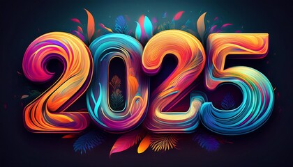 written colorful text representing new year