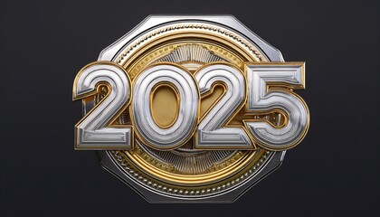 logo happy new year golden silver seal