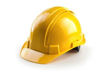 Fototapeta premium Builder Hat. Yellow Safety Hard Hat Isolated on White Background for Construction