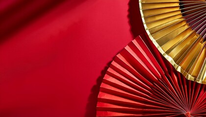 red gold paper fan background chinese new year