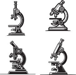 Microscope Silhouette, Microscope Diagram, Microscope Slide, On white background, Microscope Drawing