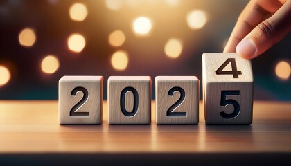 changing block representing new year goals plans