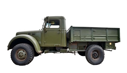 old military truck white background