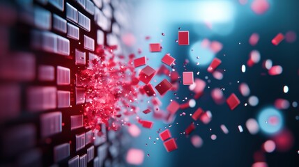 Obraz premium A data visualization showing the flow of data through a firewall, highlighting the secure and protected transfer of information.