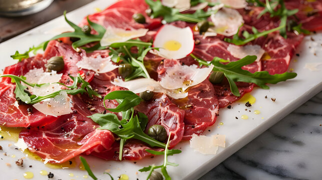 Beef Carpaccio with Arugula, Parmesan, and Capers