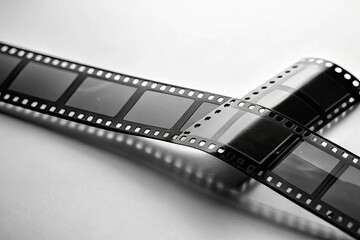 Obraz premium A black and white photograph of the termination point of a film strip, with the frame numbers visible.