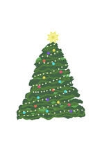 Decorated Christmas tree on transparent background design element