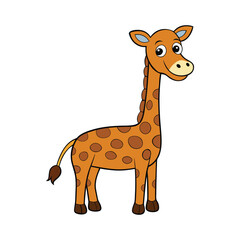 Obraz premium Giraffe cartoon vector art illustration isolated on white background.