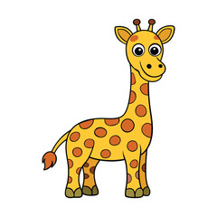 Giraffe cartoon vector art illustration isolated on white background.