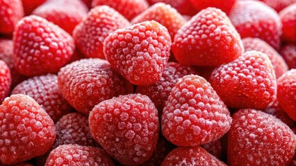 A colorful stack of strawberry-flavored candies with a crunchy sugar coating glistens in the light, enticing sweet tooths of all ages.