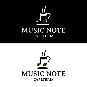 Coffee bean shape resembles musical notes icon with aroma perfect for cafe and coffee shop logo design