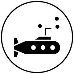 Submarine vector icon. Can be used for Ocean iconset.