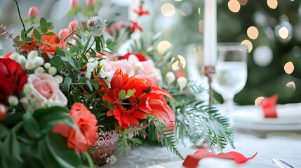 Elegant Floral Arrangement with Red and Pink Flowers
