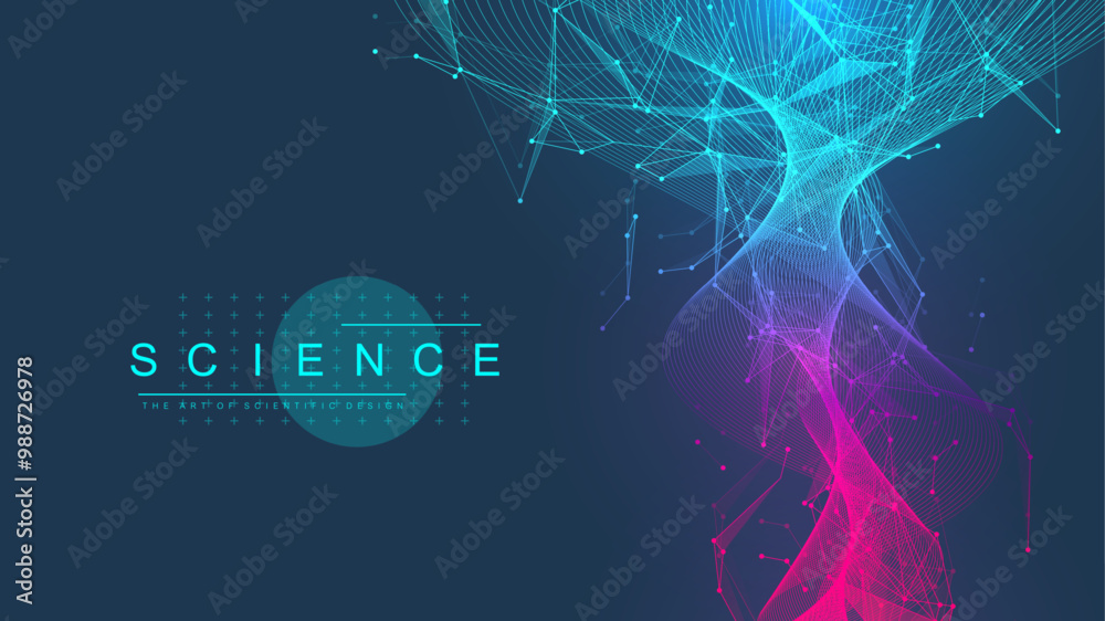 Fototapete Scientific tree concept of network connection background. Database branch information. Futuristic code flow element. Big data technology. Data tree vector illustration.