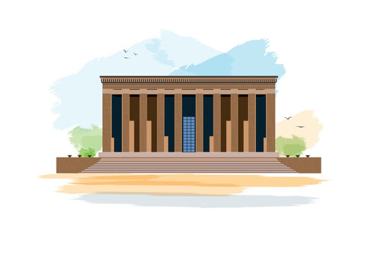 Ankara, Anıtkabir illustration, Turkey - Mausoleum of Mustafa Kemal Ataturk. Tomb of the founder of the Republic of T&uuml;rkiye. World tourism day