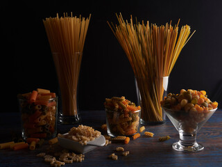 Various types of Italian pasta