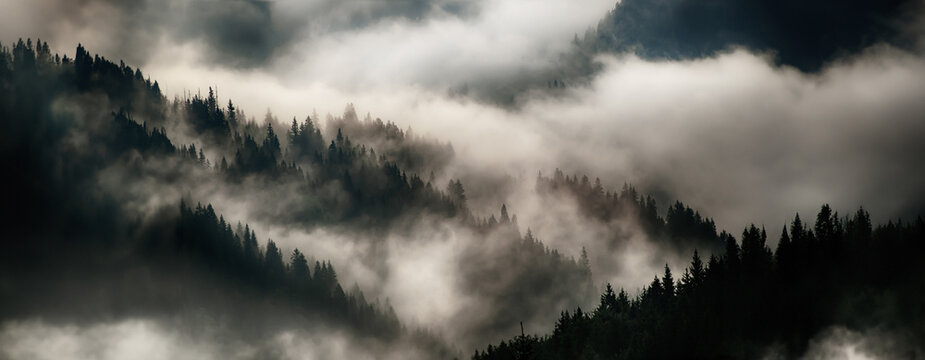 Misty mountain landscape