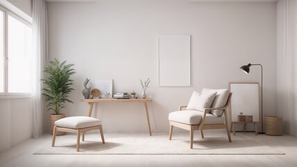 Fototapeta premium Modern White Room with Cozy Ambiance