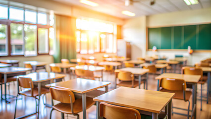Blurred classroom background, Education background concept