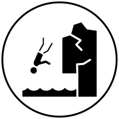 Cliff Diving vector icon. Can be used for Beach Resort iconset.