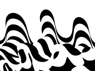 Vector optical illusion with black and white lines. Abstract curve wave background. Eps 10