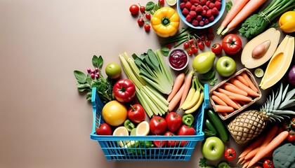 supermarket copy blur design invitation shopping covers grocery food banner fresh space background basket ads grocery food basket supermarket shop product consumer market delivery background store