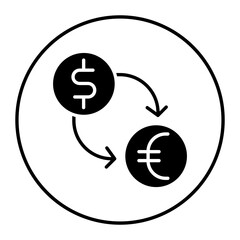 Dollar to Euro Convert vector icon. Can be used for Trading iconset.
