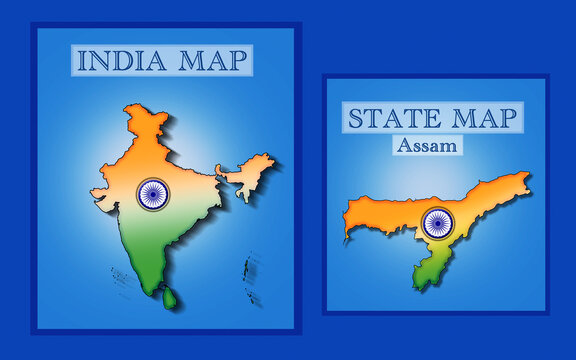 India map and Assam state map with background