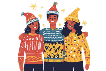 Obraz premium Group of people enjoying new year christmas