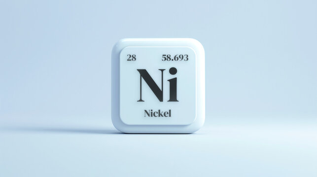 A simple icon of the chemical element Nickel on a white background from the periodic table elements.