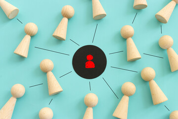 Concept image of figures with connecting lines. Idea of collaboration and teamwork