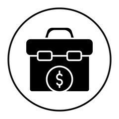 Currency Briefase vector icon. Can be used for Business and Finance iconset.