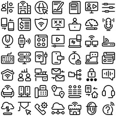 Telecommuting Teleworking WFH WFC Work Job Remote Working Icon Set. Perfect for user interface, new application
