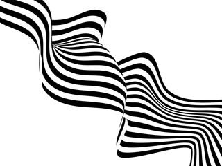 Optical art background, geometric wave design, black and white, Vector wave stripes abstract background. Eps 10