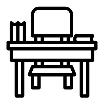 recommend clip art: Class Desk outline icon, suitable for school education