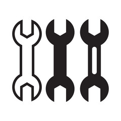 Glyph and line simple wrench icon