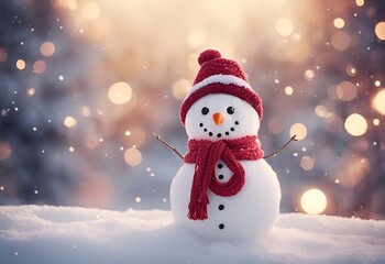 Fototapeta premium snowman with christmas tree