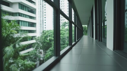 Modern Balcony With Green View and Glass Windows