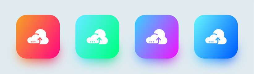 Cloud computing solid icon in square gradient colors. Server signs vector illustration.