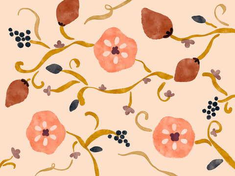 Watercolor flowers painting background