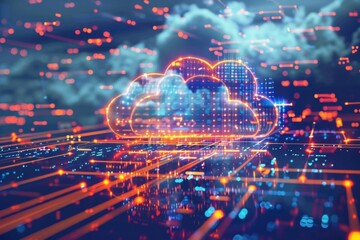 Enterprise Cloud. Cloud Computing Technology Concept for AI Generated Background