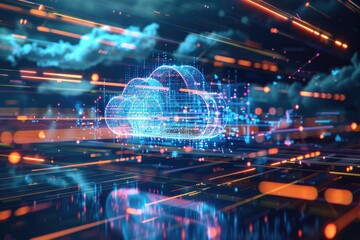 Enterprise Cloud. Cloud Computing Technology Concept with AI Generated Background