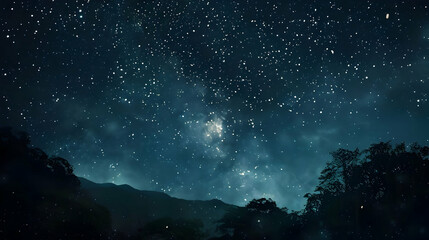 Fototapeta premium Starry Night Landscape: A Breathtaking View of the Milky Way