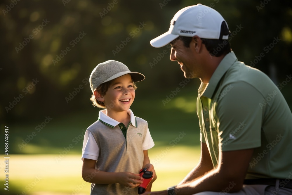 Canvas Prints Adult child golf boy.