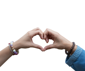 Hands forming a heart shape. Heart shaped hands and fingers. Representing themes such as generosity, equality, inclusivity. Transparent background PNG. Premium pen tool cutout.