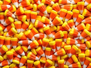 Fototapeta premium Vibrant Candy Corn Halloween Wallpaper Perfect for Festive Decor and Seasonal Celebrations