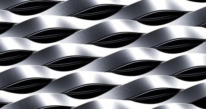 Bendy Steel Silver Metal Waves Move Quickly and Seamlessly in 4K