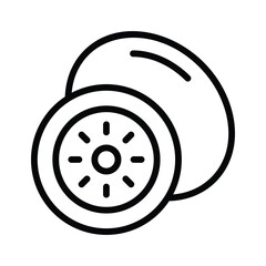 Fresh kiwi fruit with green pulp, ready to use icon